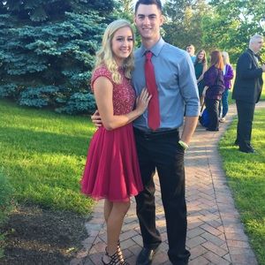 Dress, REDISH PINK, open back